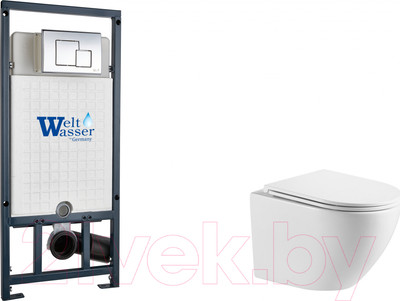 Унитаз подвесной с инсталляцией WeltWasser Marberg 507 + Merzbach 043 GL-WT + Mar 507 SE-CR