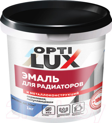 Эмаль Оптилюкс Для радиаторов акриловая (1кг, белый)