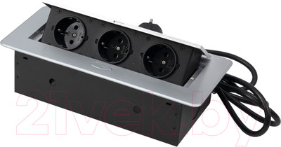 Блок розеточный AKS Nova выдвижной (3 розетки, алюминий)