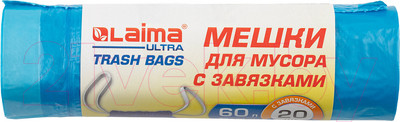 Пакеты для мусора Laima 60л / 607692 (20шт, синий)
