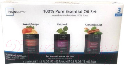 Набор эфирных масел Mainstays Сладкий апельсин Пачули Лист корицы (3x15мл)