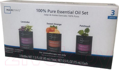 Набор эфирных масел Mainstays Лаванда Сладкий апельсин Пачули (3x15мл)