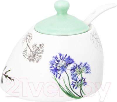 Сахарница Elan Gallery Ботанический атлас с ложкой / 540797