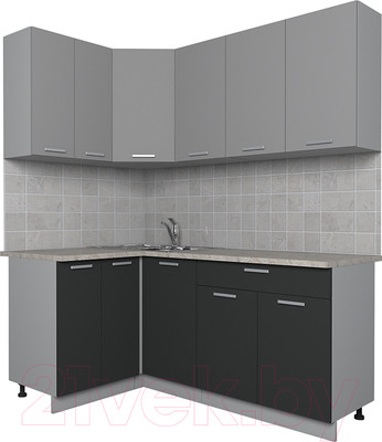 Кухонный гарнитур Интерлиния Мила Лайт 1.2x1.8 (серебро/антрацит/опал светлый)