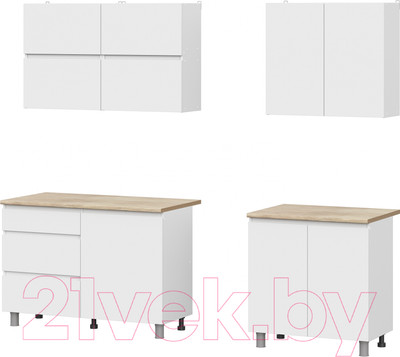 Кухонный гарнитур Mio Tesoro Токио 2.0м (белый текстурный/дуб сонома)