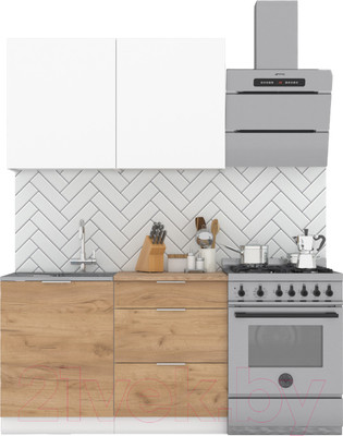 Кухонный гарнитур Интермебель Микс Топ-1 1.2м (белый премиум/дуб крафт золотой/дуб вотан)