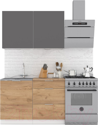 Кухонный гарнитур Интермебель Микс Топ-1 1.2м (графит серый/дуб крафт золотой/дуб вотан)