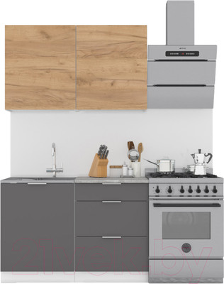 Кухонный гарнитур Интермебель Микс Топ-1 1.2м (дуб крафт золотой/графит серый/дуб вотан)