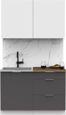 Кухонный гарнитур Интермебель Микс Топ-1 1.2м (белый премиум/графит серый/дуб вотан)