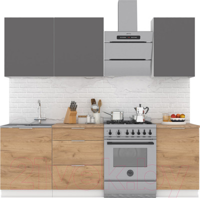 Кухонный гарнитур Интермебель Микс Топ-3 1.7м (графит серый/дуб крафт золотой/дуб вотан)