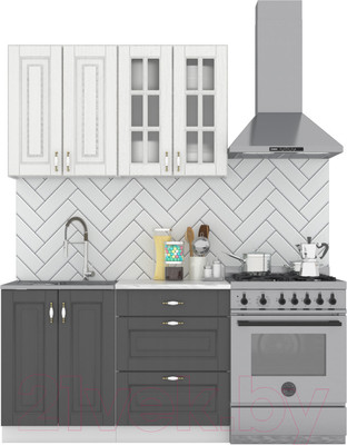 Кухонный гарнитур Интермебель Бостон-1 1.2 (акация белая/акация графит/дуб вотан)