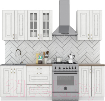 Кухонный гарнитур Интермебель Бостон-4 1.8 (акация белая/дуб вотан)