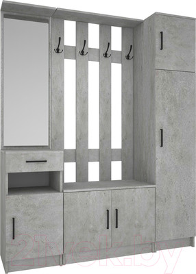 Секция в прихожую МДК СПР3 380x1600x2020 (цемент светлый)