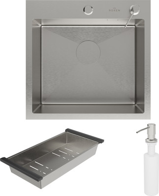 Мойка кухонная Roxen Simple 560220-50 с коландером и дозатором (сатин)