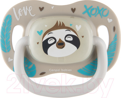 Пустышка Canpol Exotic Animals силиконовая симметричная 6-18мес / 34/921 (ленивец)