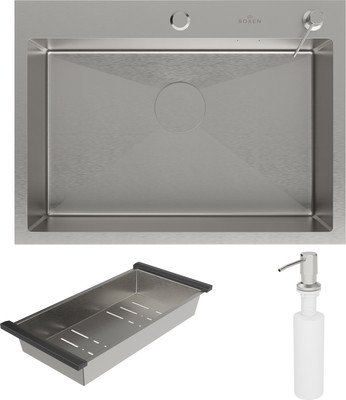 Мойка кухонная Roxen Simple 560220-65 с коландером и дозатором (сатин)