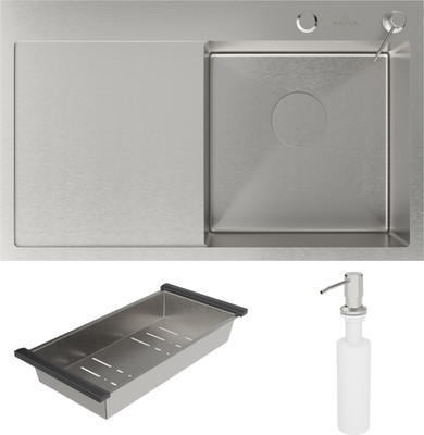 Мойка кухонная Roxen Vespa 560230-70R с коландером и дозатором (сатин)