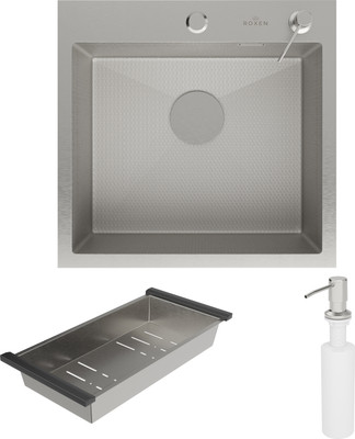 Мойка кухонная Roxen Snake 560220-50-S c коландером и дозатором (сатин текстурный)