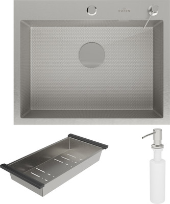 Мойка кухонная Roxen Snake 560220-60-S c коландером и дозатором (сатин текстурный)