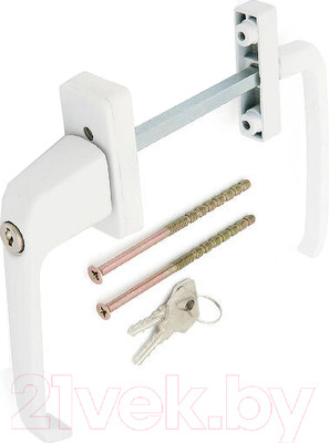 Ручка балконная No Brand BHS2 двухсторонняя ассиметричная с ключом (белый)