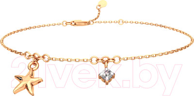 Браслет на ногу из розового золота ZORKA 640083.14K.R (27см, с фианитом)