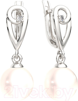 Серьги из серебра ZORKA 0310330 (с фианитом и жемчугом)