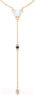 Колье из розового золота ZORKA 550068.14K.R (45см, с фианитом и опалом)