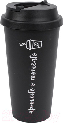 Стакан для горячих напитков Darvish С крышкой / SR-H-1664-2 (черный)