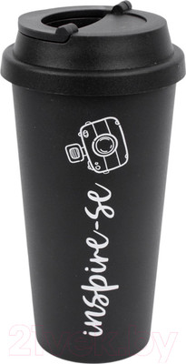 Стакан для горячих напитков Darvish С крышкой / SR-H-1664-3 (черный)