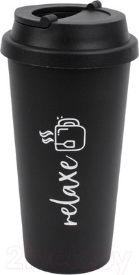 Стакан для горячих напитков Darvish С крышкой / SR-H-1664-4 (черный)