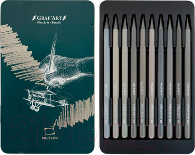 Набор простых карандашей Малевичъ GrafArt / 197310 (10шт)