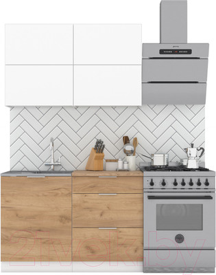 Кухонный гарнитур Интермебель Микс Топ-31 1.2м (белый премиум/дуб крафт золотой/дуб вотан)