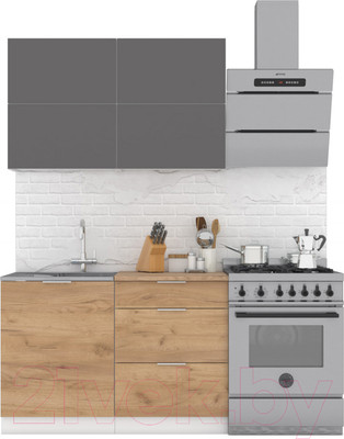 Кухонный гарнитур Интермебель Микс Топ-31 1.2м (графит серый/дуб крафт золотой/дуб вотан)