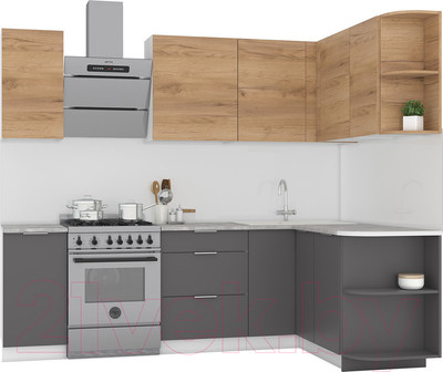 Кухонный гарнитур Интермебель Микс Топ-11 1.9x1.5м правая (дуб крафт золотой/графит серый/дуб вотан)