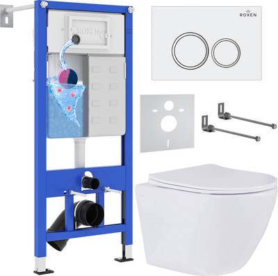 Унитаз подвесной с инсталляцией Roxen StounFix Dual Fresh 501057