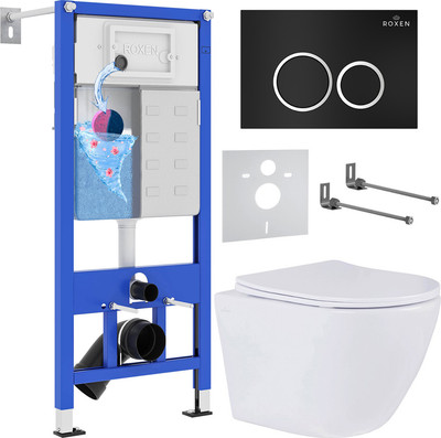 Унитаз подвесной с инсталляцией Roxen StounFix Dual Fresh 506406