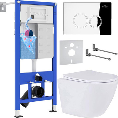 Унитаз подвесной с инсталляцией Roxen StounFix Dual Fresh 508565