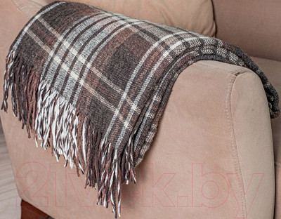 Плед Vladi Метро 4/CANNY 50176 (140x200, белый/темно-серый/коричневый)