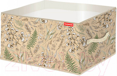 Кофр для хранения Hausmann HM-PICF04 (бежевый/растительный принт)