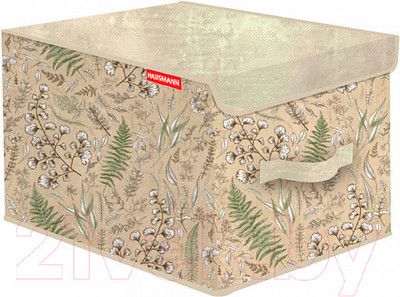 Кофр для хранения Hausmann HM-PICF21 (бежевый/растительный принт)