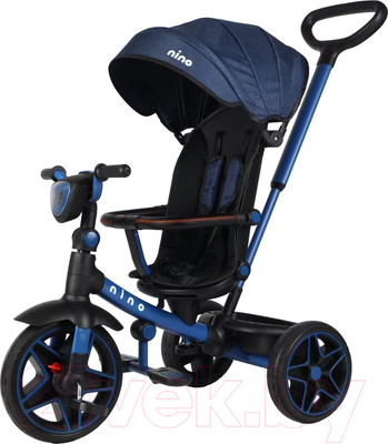 Трехколесный велосипед с ручкой NINO Active (синий)