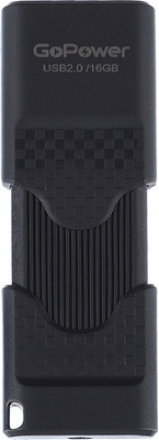 USB flash накопитель GoPower Slider 16GB USB2.0 / 00-00025963 (черный матовый)