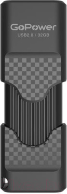 USB flash накопитель GoPower Slider 32GB USB2.0 / 00-00025964 (черный матовый)