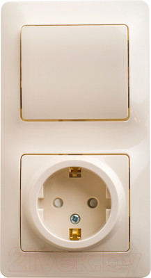 Блок выключатель+розетка Systeme (Schneider) Electric Glossa GSL000270