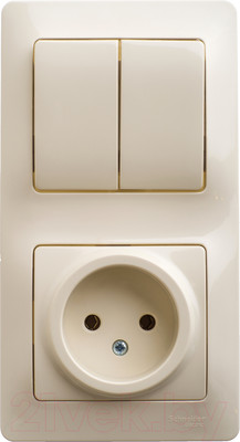 Блок выключатель+розетка Systeme (Schneider) Electric Glossa GSL000272
