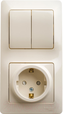 Блок выключатель+розетка Systeme (Schneider) Electric Glossa GSL000274