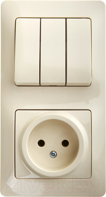 Блок выключатель+розетка Systeme (Schneider) Electric Glossa GSL000276