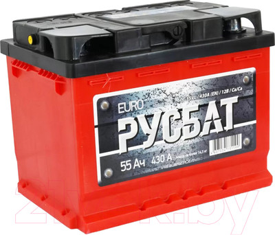 Автомобильный аккумулятор Русбат Евро 430А / 6СТ-55VL 0 (55 А/ч)