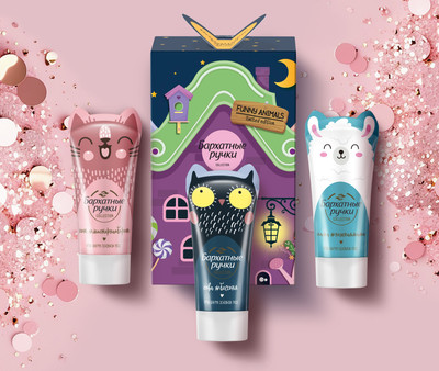 Набор косметики для тела Бархатные ручки Funny Animals 2023 (3x45мл)