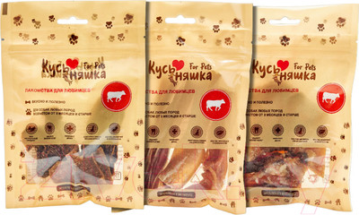 Набор лакомств для собак Кусьняшка Вымя говяжье/корень бычий/становая жила